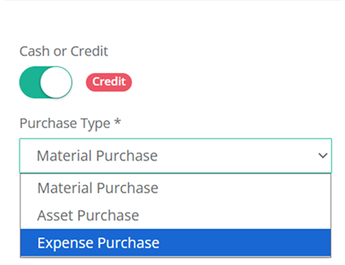 Purchase Category Selection UI